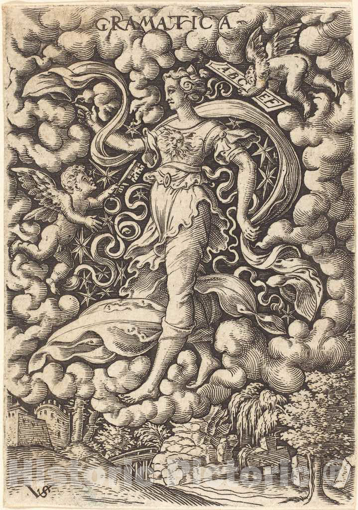 Art Print : Virgil Solis, Gramatica (Grammar) - Vintage Wall Art
