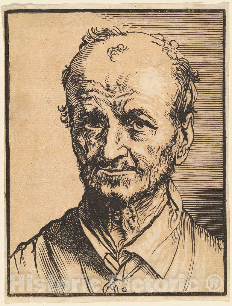 Art Print : Jan Lievens, Bust of a Balding Man - Vintage Wall Art