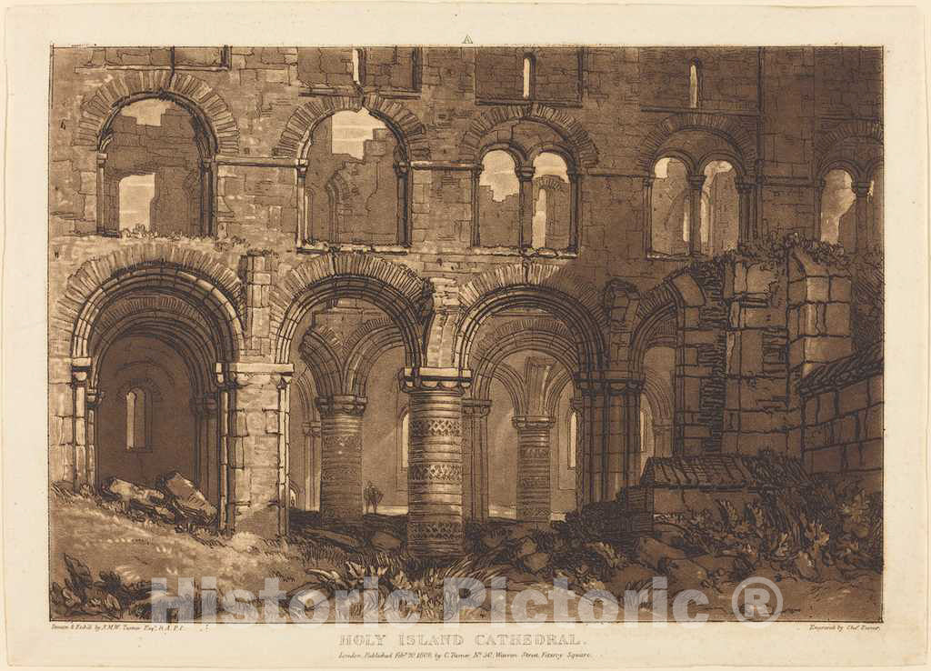 Art Print : Turner and Turner, Holy Island Cathedral, 1808 - Vintage Wall Art