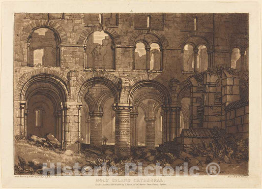 Art Print : Turner and Turner, Holy Island Cathedral, 1808 - Vintage Wall Art