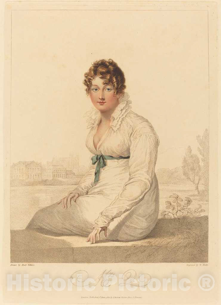 Art Print : Blake After Huet, Mrs. Q, 1820 - Vintage Wall Art