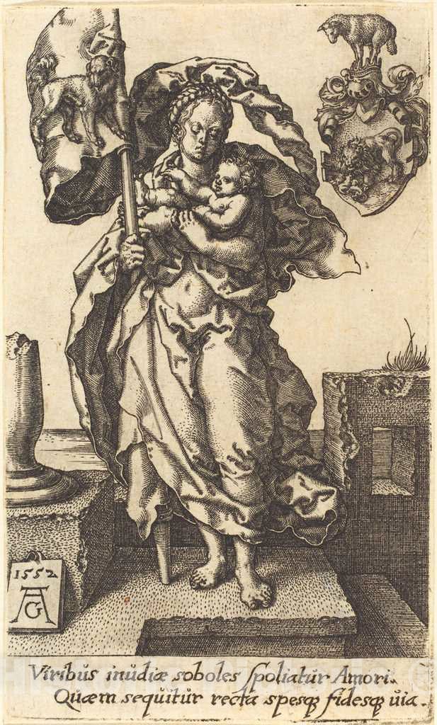 Art Print : Aldegrever, Compassion, 1552 - Vintage Wall Art