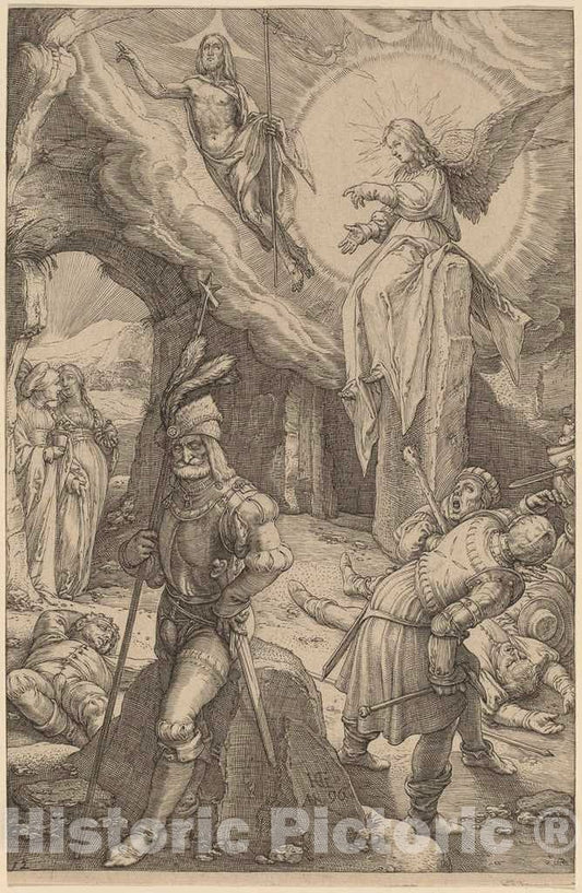 Art Print : Hendrik Goltzius, The Resurrection, 1596 - Vintage Wall Art