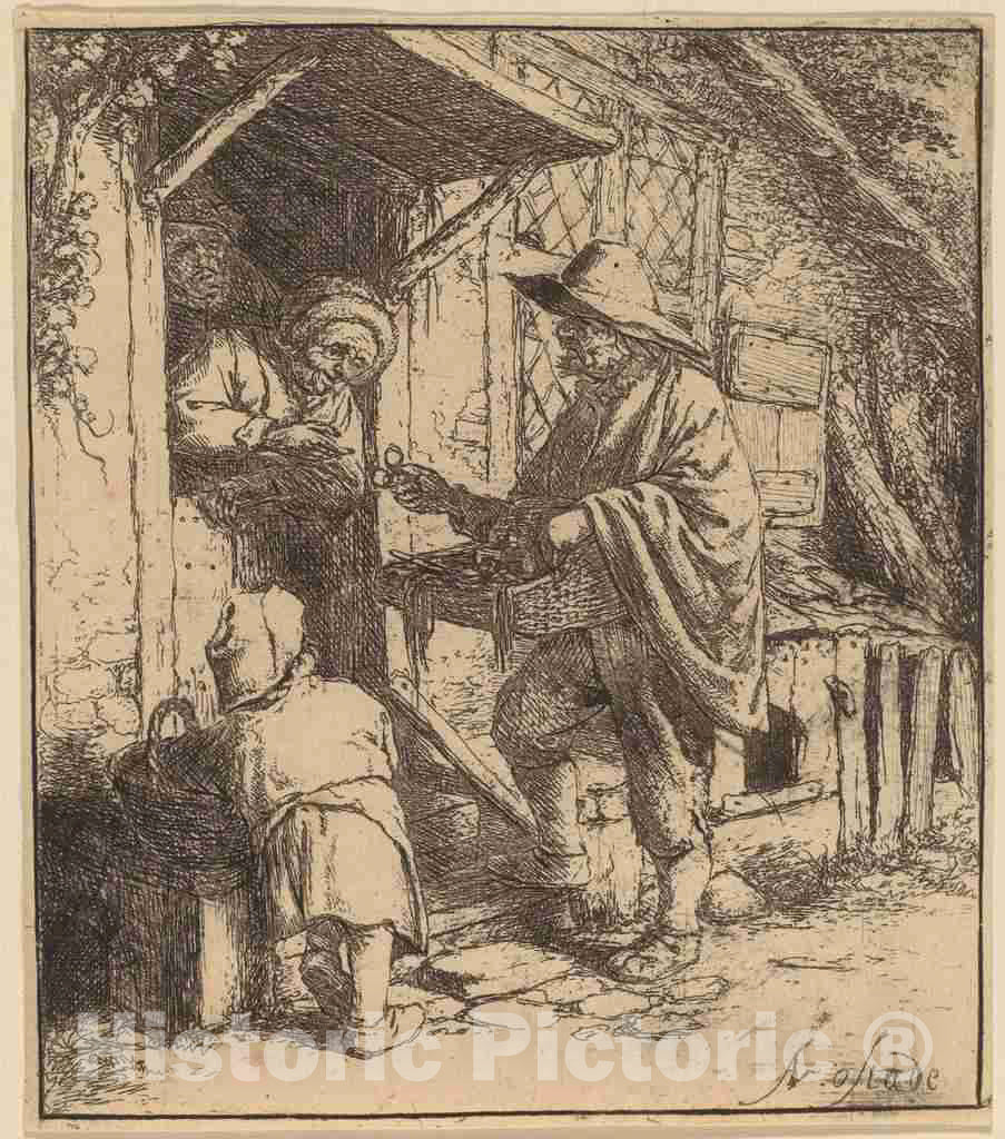 Art Print : Adriaen Van Ostade, Eyeglass Peddlar, 1646 - Vintage Wall Art