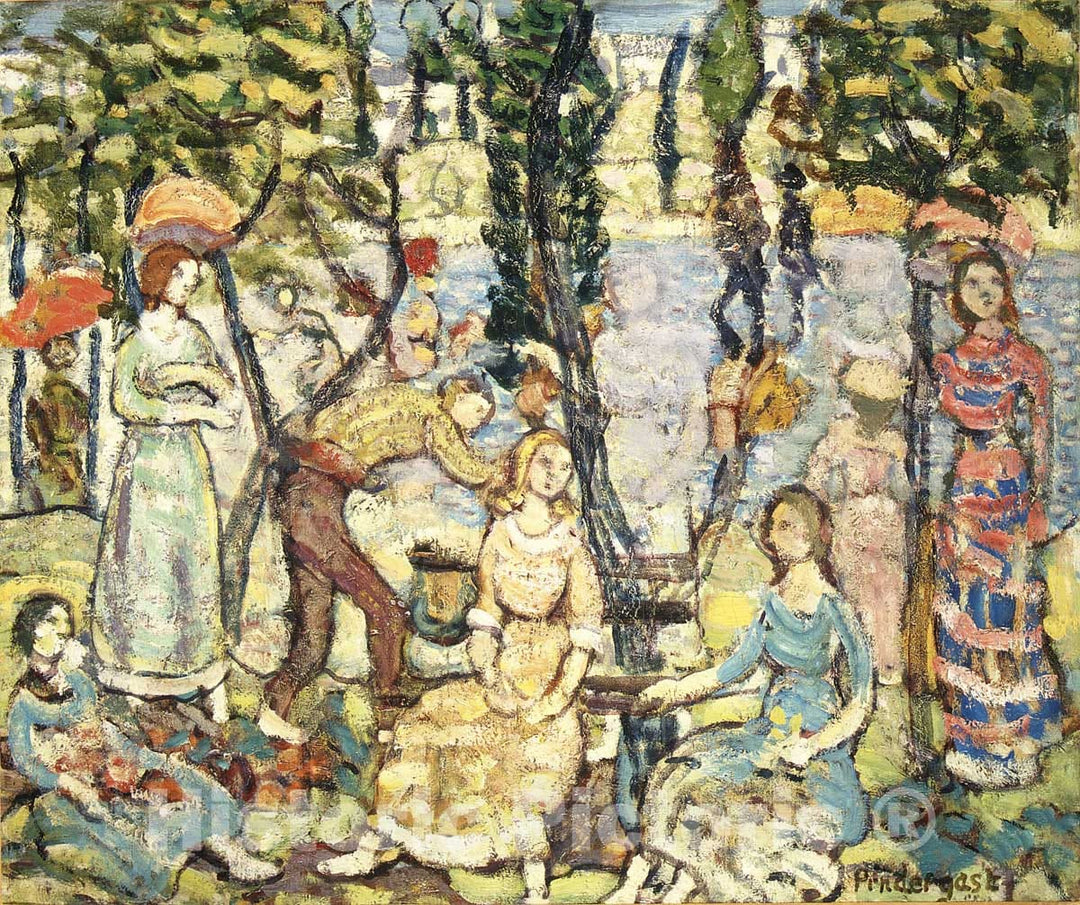 Art Print : Maurice Brazil Prendergast - Group of Figures : Vintage Wall Art