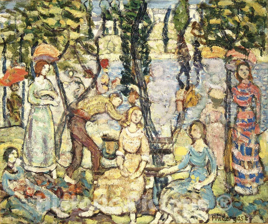 Art Print : Maurice Brazil Prendergast - Group of Figures : Vintage Wall Art