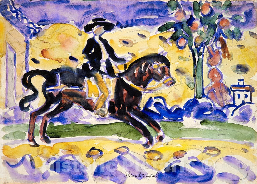 Art Print : Maurice Brazil Prendergast - The Rider : Vintage Wall Art