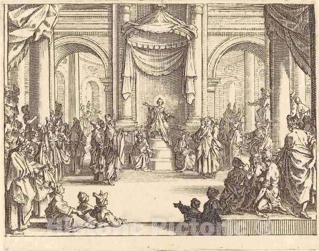 Art Print : Jacques Callot, Christ Disputing with The Doctors, 1635 - Vintage Wall Art