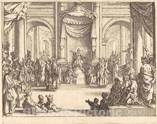 Art Print : Jacques Callot, Christ Disputing with The Doctors, 1635 - Vintage Wall Art
