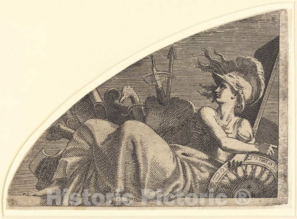 Art Print : LÃ©on Davent After Primaticcio, Bellona Seated on Her Trophies - Vintage Wall Art