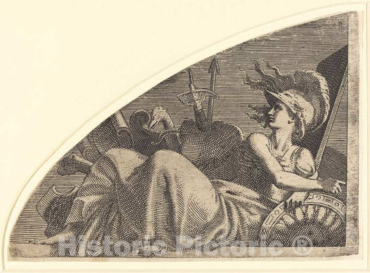Art Print : LÃ©on Davent After Primaticcio, Bellona Seated on Her Trophies - Vintage Wall Art
