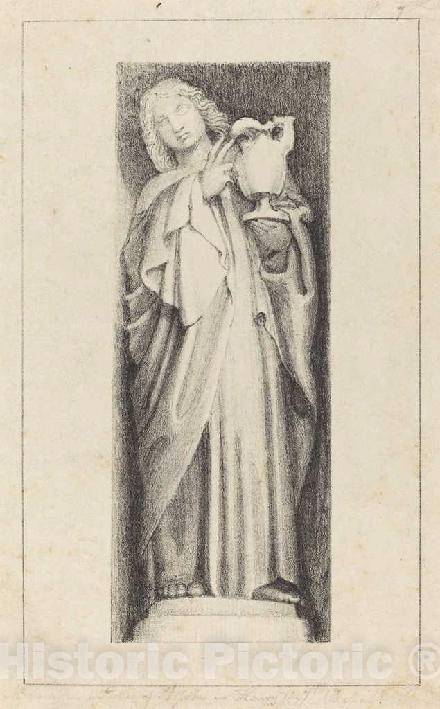 Art Print : Maria Denman After Flaxman, Saint John, from Henry The Seventh's Chapel Westminster Abbey, 1829 - Vintage Wall Art