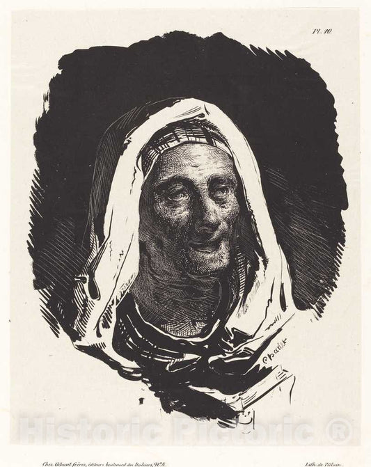 Art Print : Nicolas-Toussaint Charlet, Head of an Old Woman - Vintage Wall Art