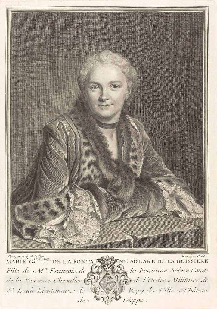 Art Print : Petit After Maurice-Quentin de La Tour, Marie Gallelise de la Fontaine - Vintage Wall Art
