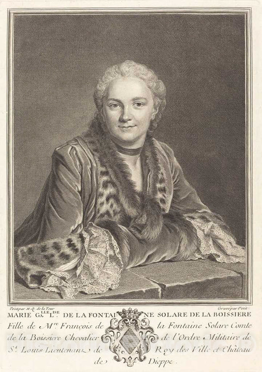 Art Print : Petit After Maurice-Quentin de La Tour, Marie Gallelise de la Fontaine - Vintage Wall Art