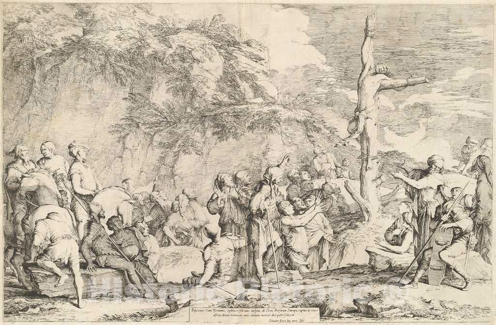 Art Print : Salvator Rosa, The Crucifixion of Polycrates, c. 1662 - Vintage Wall Art