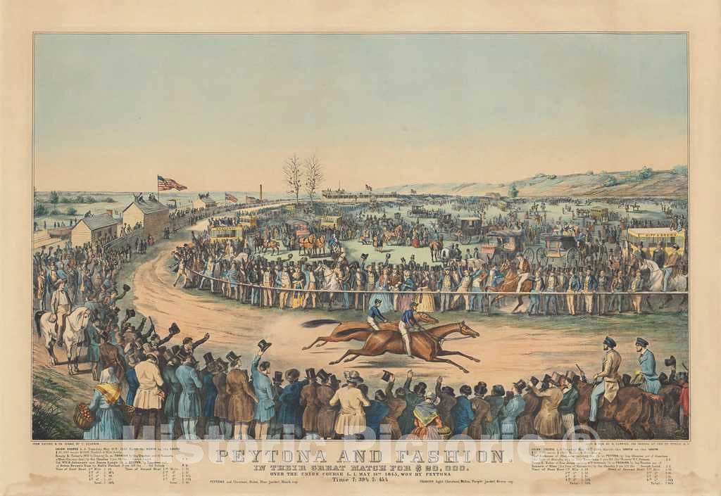 Art Print : Severin, Peytona and Fashion: in Their Great Match for $20,000. Over The Union Course L.I. May 13th. 1845, c. 1845 - Vintage Wall Art