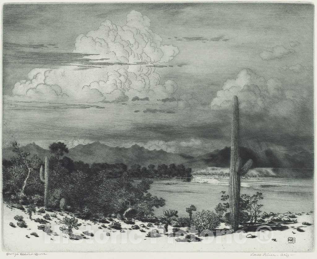 Art Print : George Elbert Burr, Verde River, Arizona, c. 1932 - Vintage Wall Art