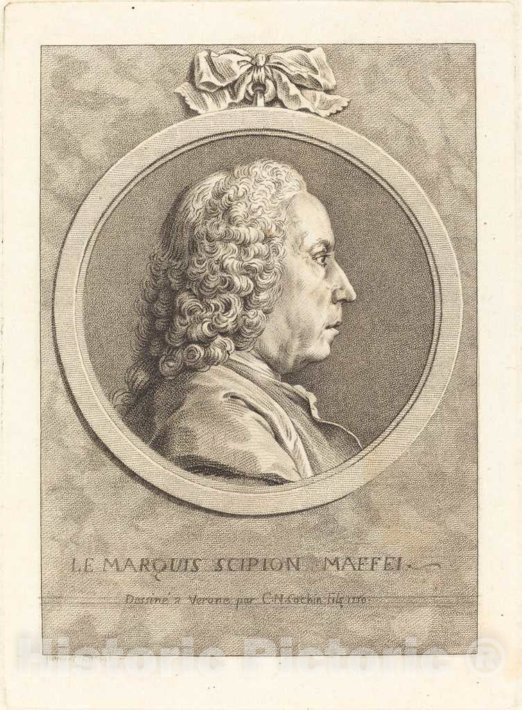 Art Print : Charles-Nicolas Cochin II, Le Marquis Scipion Maffei, 1750 - Vintage Wall Art