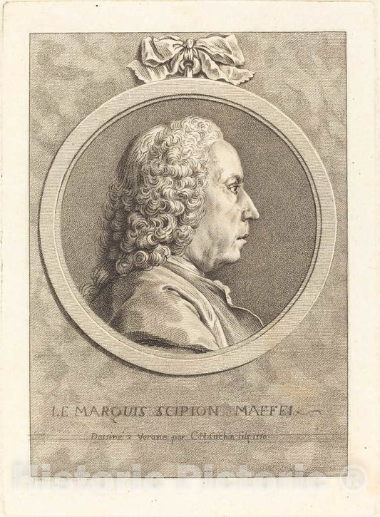Art Print : Charles-Nicolas Cochin II, Le Marquis Scipion Maffei, 1750 - Vintage Wall Art
