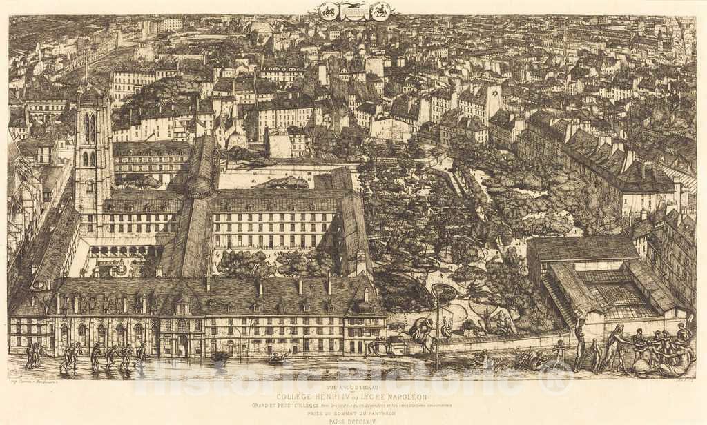 Art Print : Charles Meryon, CollÃ¨ge Henri IV, Paris, ou LycÃ©e NapolÃ©on (Henry IV College or Napoleon School), c.1864 - Vintage Wall Art