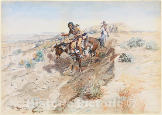 Art Print : Charles M. Russell - Indian Braves : Vintage Wall Art