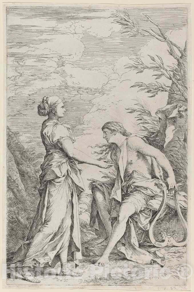 Art Print : Salvator Rosa, Apollo and The Cumaean Sibyl, c. 1661 - Vintage Wall Art