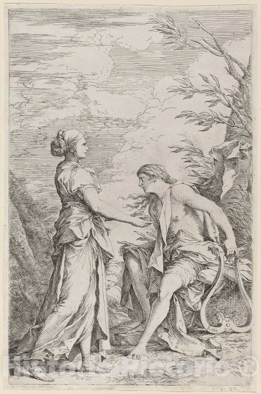 Art Print : Salvator Rosa, Apollo and The Cumaean Sibyl, c. 1661 - Vintage Wall Art