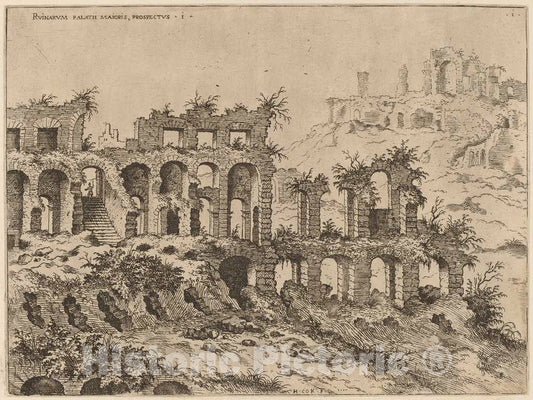 Art Print : Hieronymus Cock, View of The Colosseum with The Palatine in The Background, 1550 - Vintage Wall Art