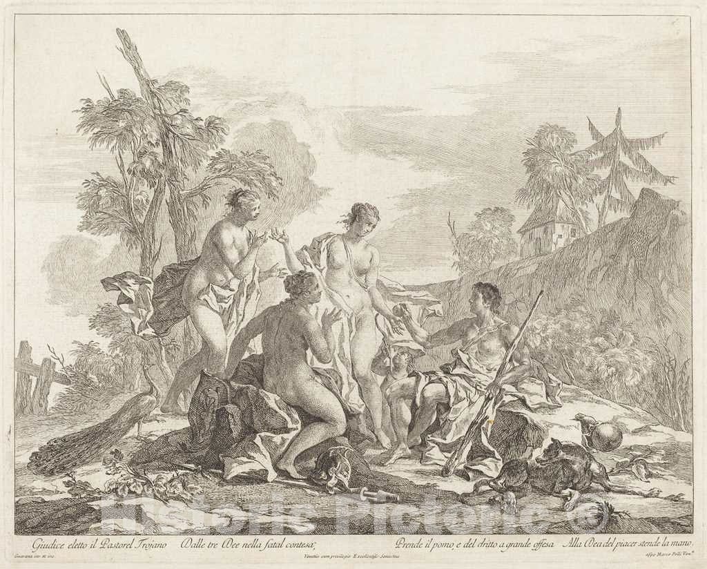 Art Print : Jacopo Guarana, The Judgement of Paris - Vintage Wall Art