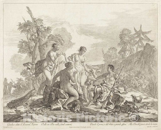 Art Print : Jacopo Guarana, The Judgement of Paris - Vintage Wall Art
