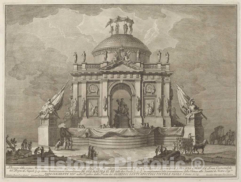 Art Print : Vasi After Palazzi, A Temple Dedicated to Peace, for The Chinea Festival, 1773 - Vintage Wall Art