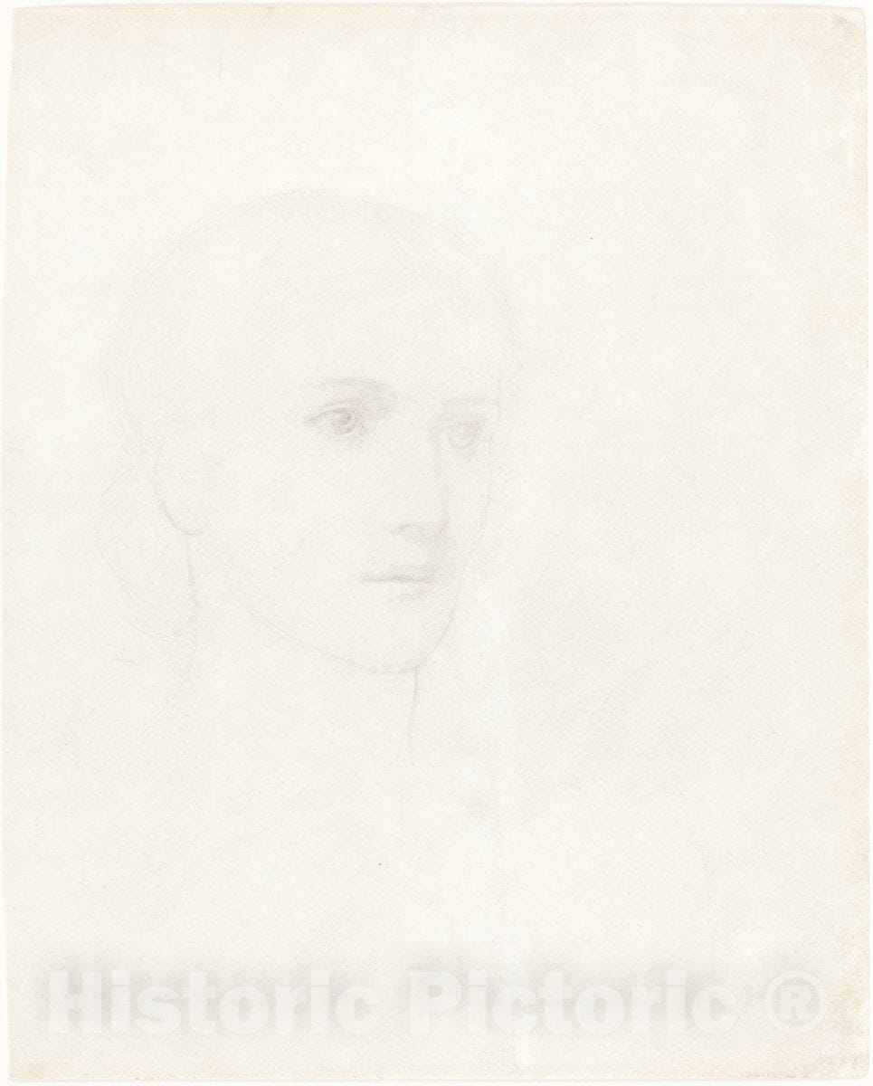 Art Print : Sir Edward Coley Burne-Jones, Head of a Woman - Vintage Wall Art