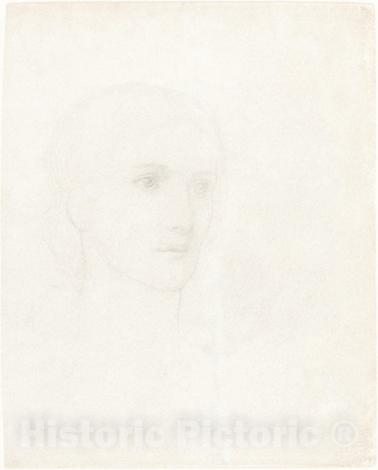 Art Print : Sir Edward Coley Burne-Jones, Head of a Woman - Vintage Wall Art