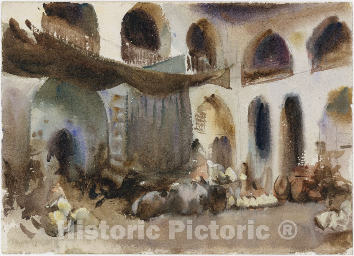 Art Print : John Singer Sargent - Market Place : Vintage Wall Art