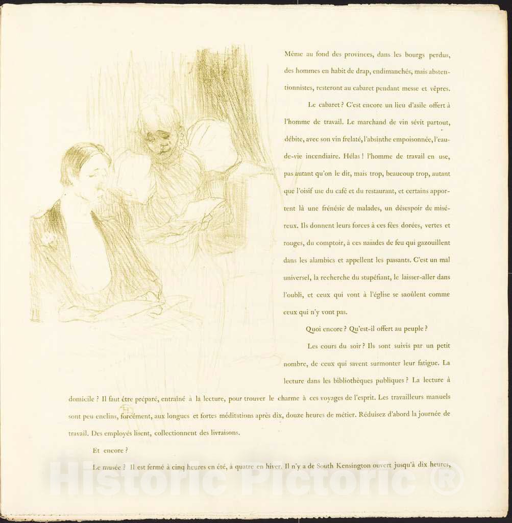 Art Print : Henri de Toulouse-Lautrec, Yvette Guilbert, 1894 - Vintage Wall Art