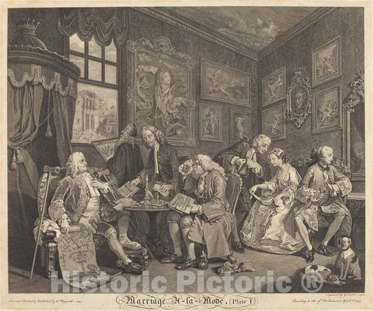 Art Print : Scotin After Hogarth, Marriage a la Mode: pl.1, 1745 - Vintage Wall Art
