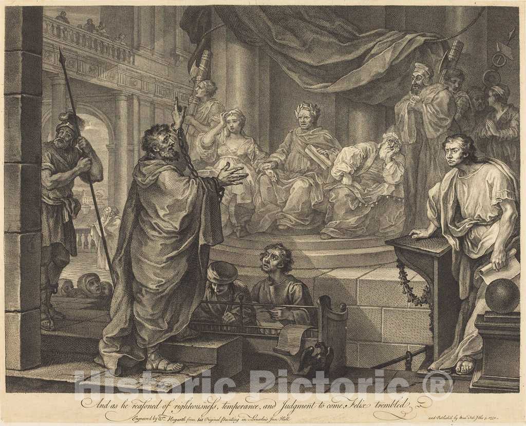 Art Print : William Hogarth, Paul Before Felix, 1752 - Vintage Wall Art