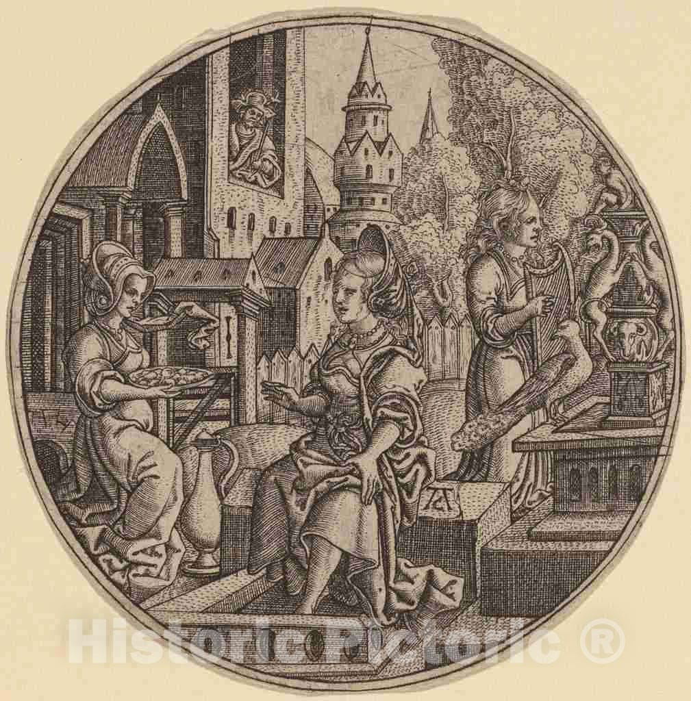 Art Print : Allaert Claesz, David and Bathsheba - Vintage Wall Art