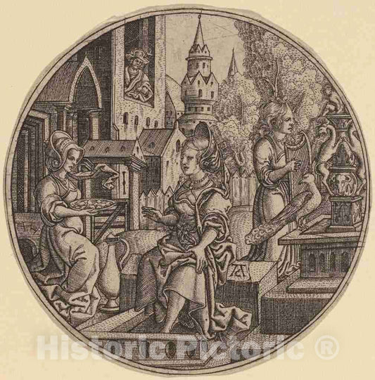 Art Print : Allaert Claesz, David and Bathsheba - Vintage Wall Art