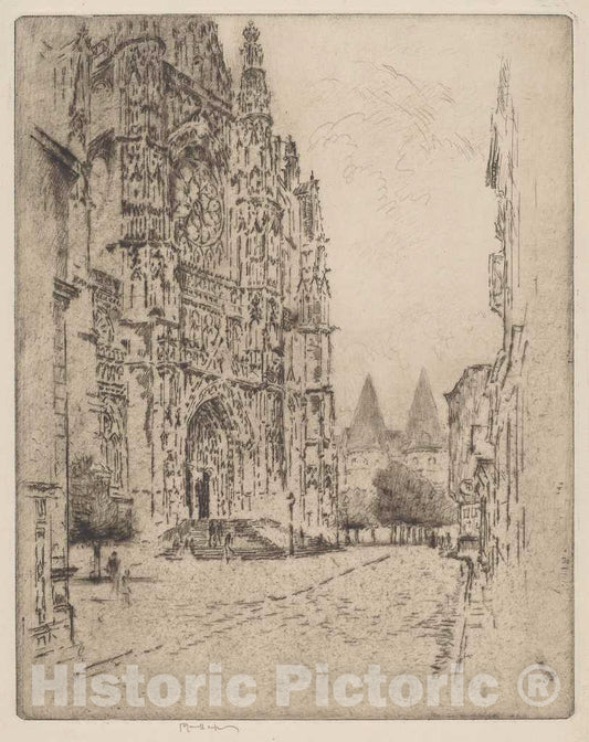 Art Print : Joseph Pennell, Towers of The Bishop's Palace, Beauvais, 1907 - Vintage Wall Art