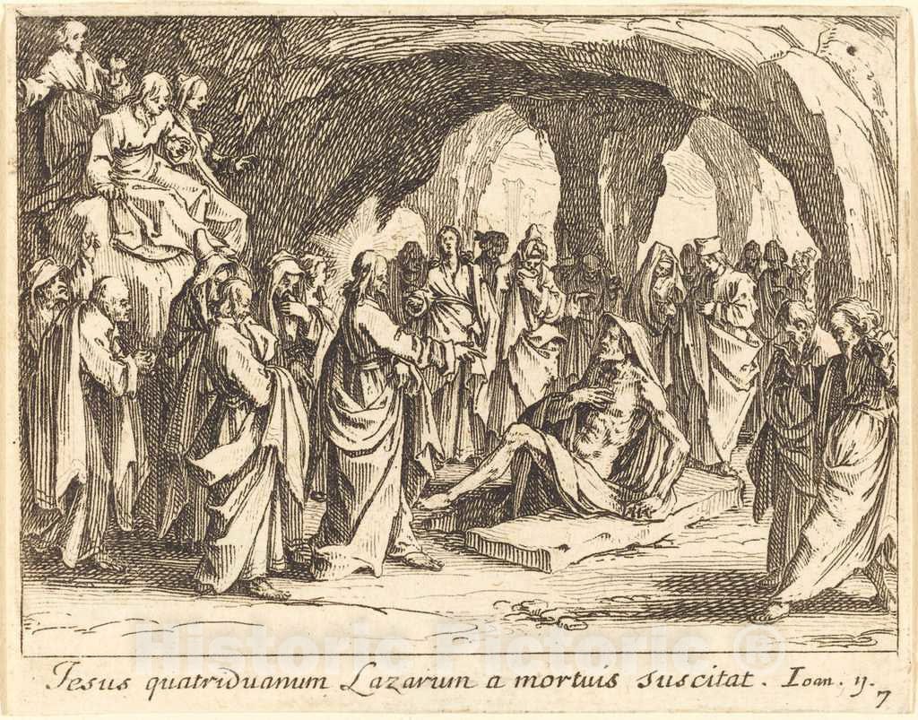 Art Print : Jacques Callot, Raising of Lazarus, 1635 - Vintage Wall Art
