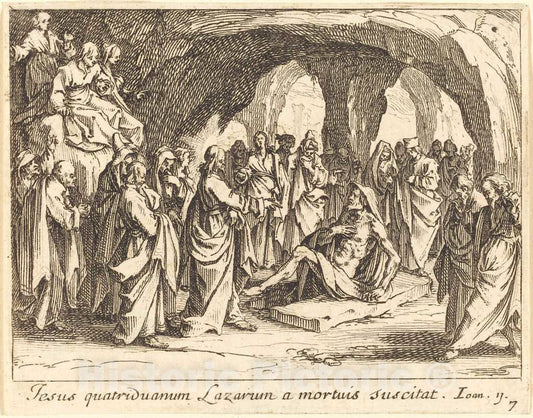 Art Print : Jacques Callot, Raising of Lazarus, 1635 - Vintage Wall Art