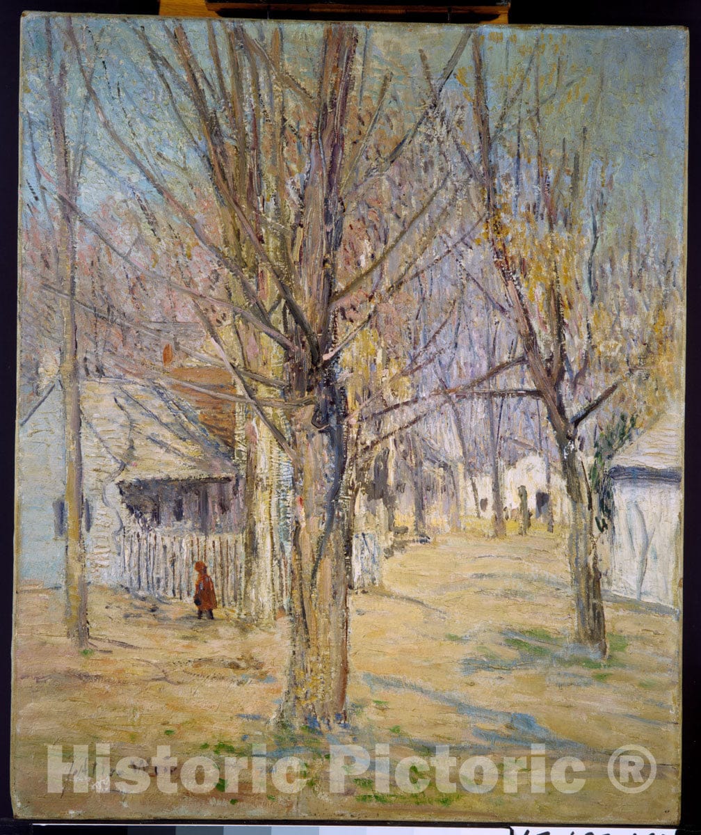 Art Print : Julian Alden Weir - Connecticut Village (Going to School) : Vintage Wall Art