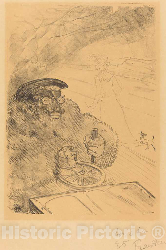 Art Print : Henri de Toulouse-Lautrec, The Motorist (L'automobiliste), 1896 - Vintage Wall Art