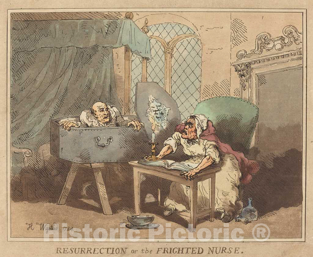 Art Print : Rowlandson, Resurrection, or The Frighted Nurse, 1784 - Vintage Wall Art