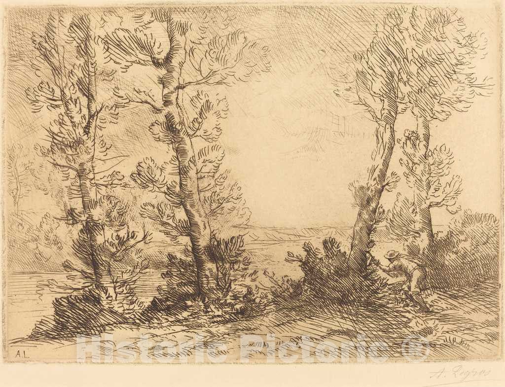 Art Print : Alphonse Legros, Salmon Fisher (Le pecheur du Saumon) - Vintage Wall Art