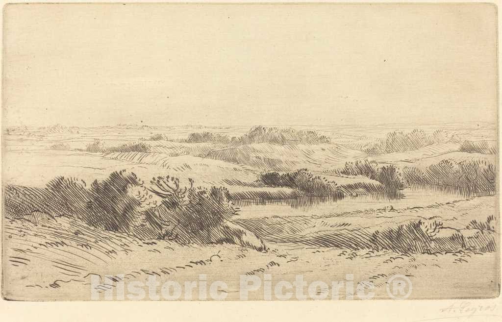 Art Print : Alphonse Legros, Banks of The Yanne (Les bords de la Yanne) - Vintage Wall Art
