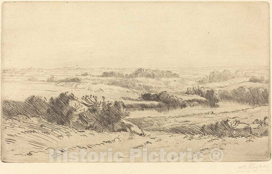 Art Print : Alphonse Legros, Banks of The Yanne (Les bords de la Yanne) - Vintage Wall Art