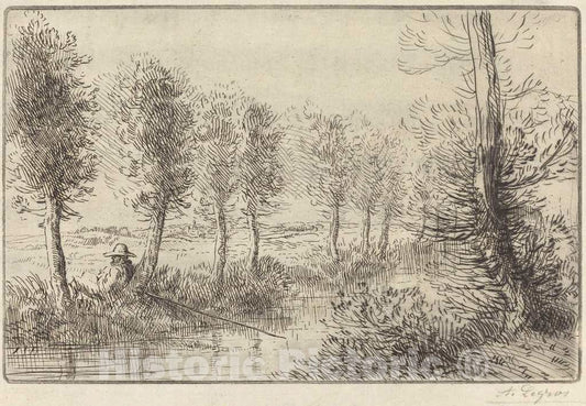Art Print : Alphonse Legros, Near The Mill (Pres du Moulin) - Vintage Wall Art